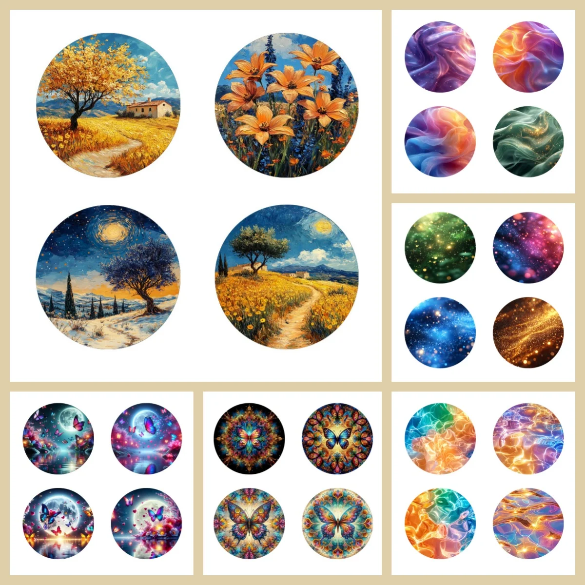 

4 anti-slip and heat-insulating wooden coasters with plant/animal patterns, suitable for kitchen and office festival gifts