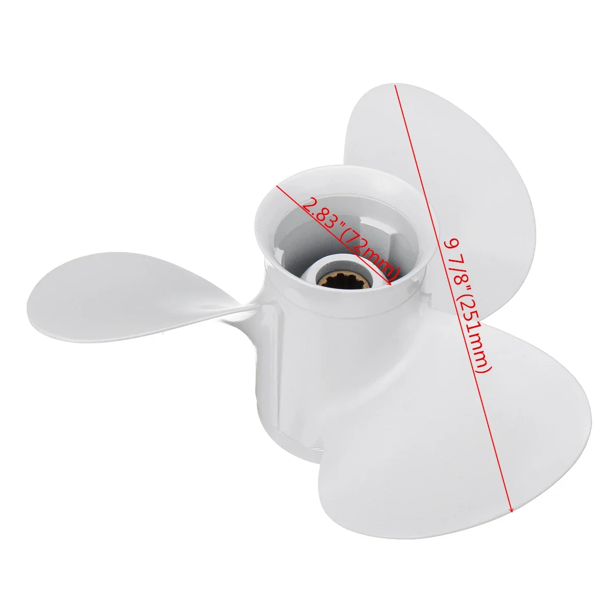 مروحة خارجية بيضاء من سبائك الألومنيوم ، 3 شفرات ، 10 دوران سن خدد ، ياماها 20-30HP 66445945-00-el 9 7/8x10