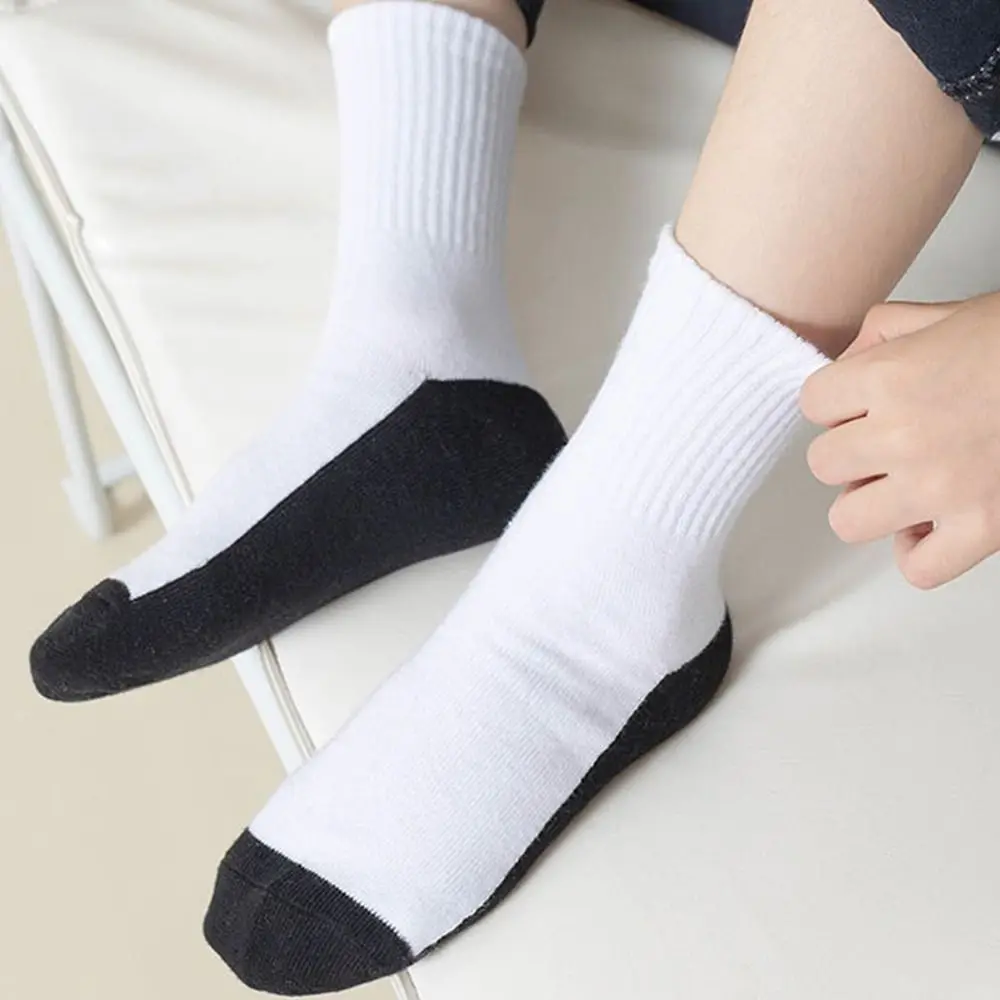 1 pair Simple Grey Black Sole Children White Socks Absorbing Sweat Solid Color Sport Socks Cloth Accessories Baby Hosiery Men