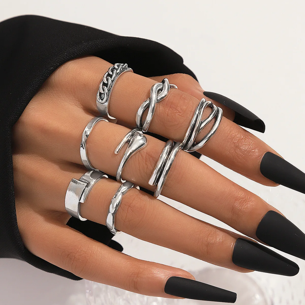 Korean Jewelry Heavy Industry Simple Combination Index Finger Ring Women's Light Luxury Niche Cold Wind Personality Dancing Ring
