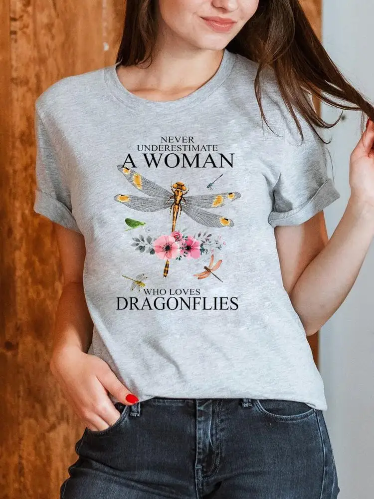 

Dragonfly Letter 90s Trend Cute Short Sleeve Printed Women Clothing Female T Fashion Casual Tee Summer Clothes Graphic T-shirts