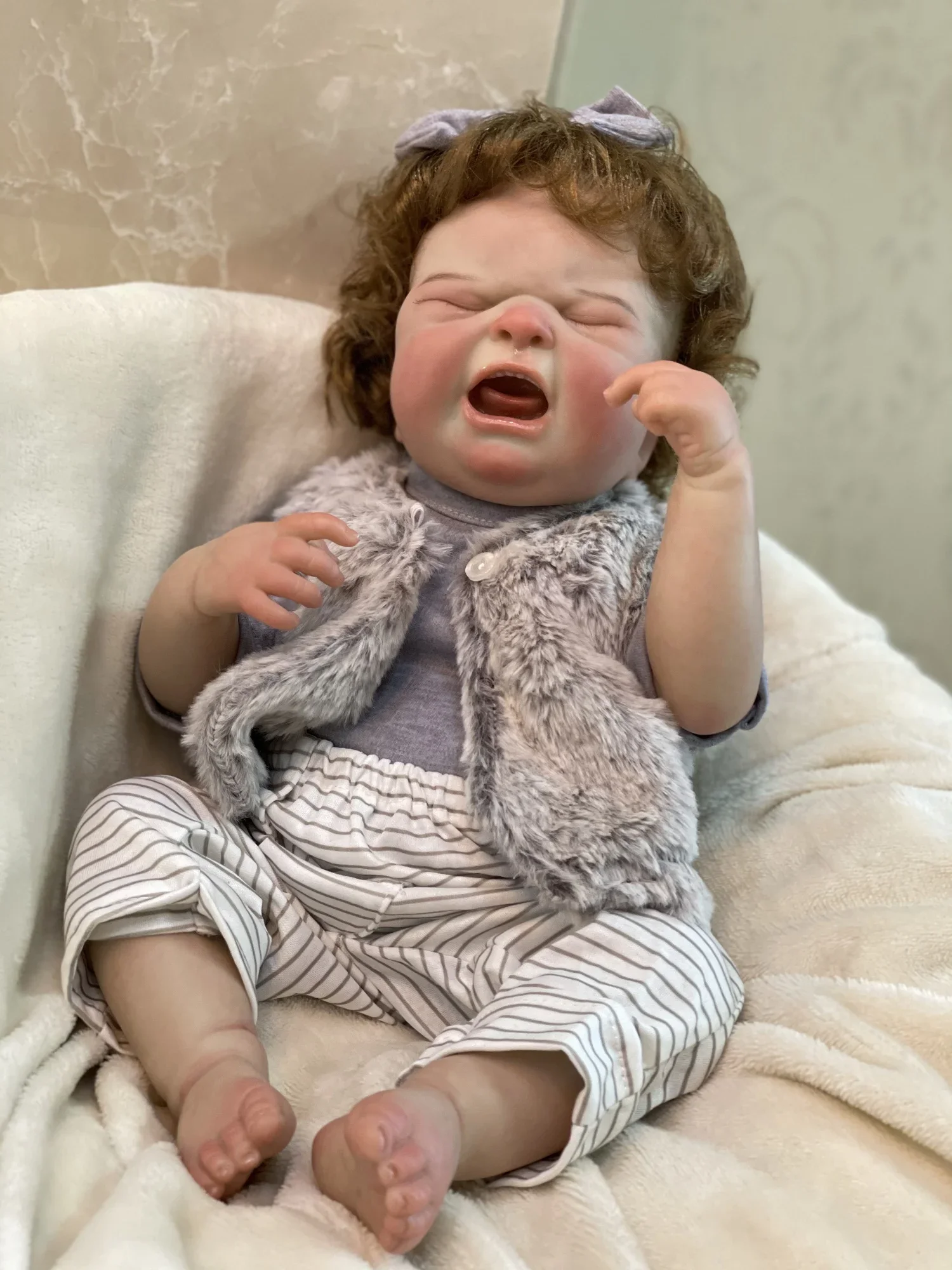 50cm Maria Bebe Reborn Girl Cuddly Full Body Silicone Vinyl Reborn Dolls With Rooted Hair 3D Paint Skin Newborn Doll