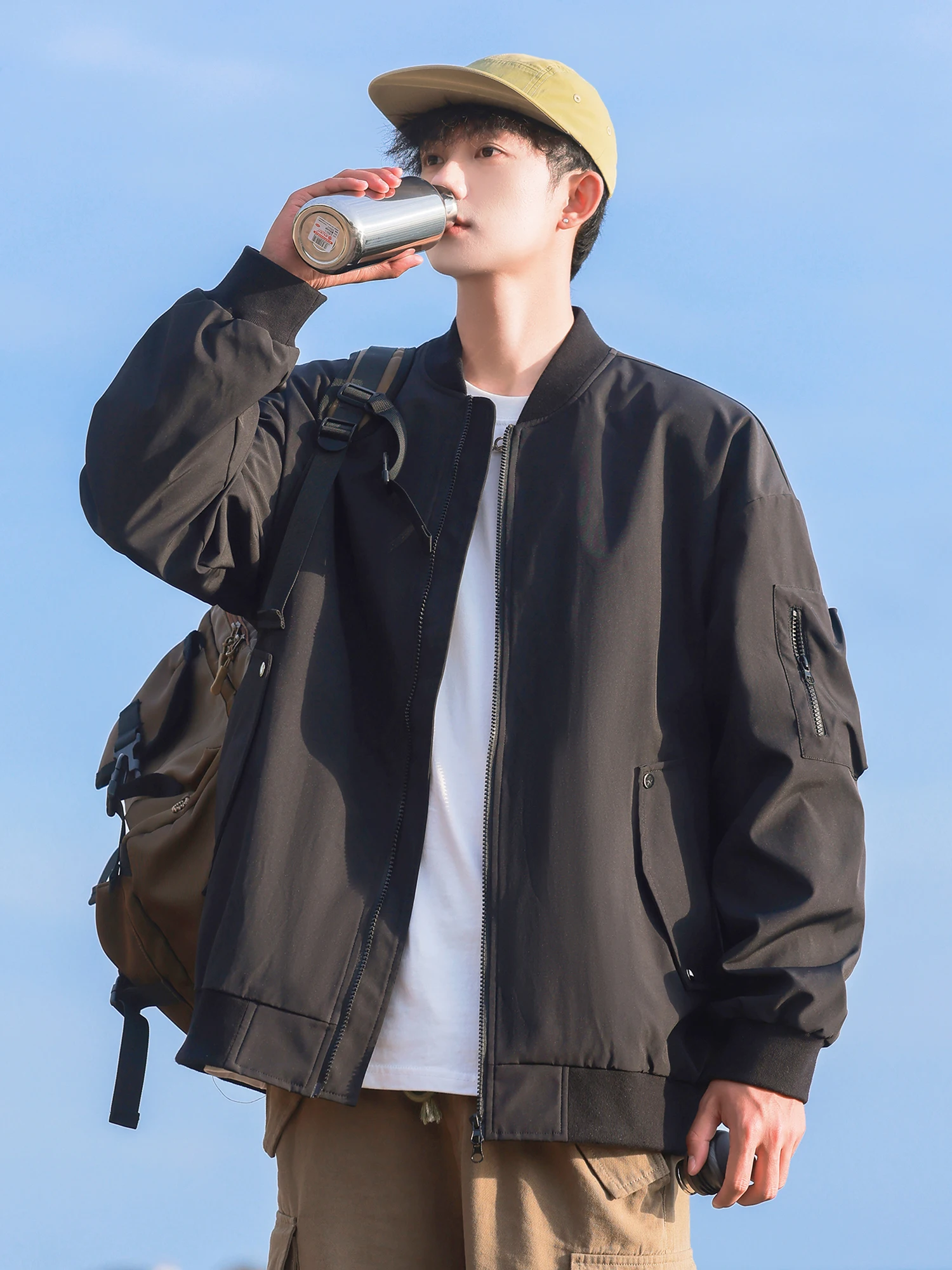 

Мужская летная куртка American Sle, весна-осень, ор, повседневная рабочая одежда с бейсбольным воротником, верхняя одежда, длинное свекло из полиэстера