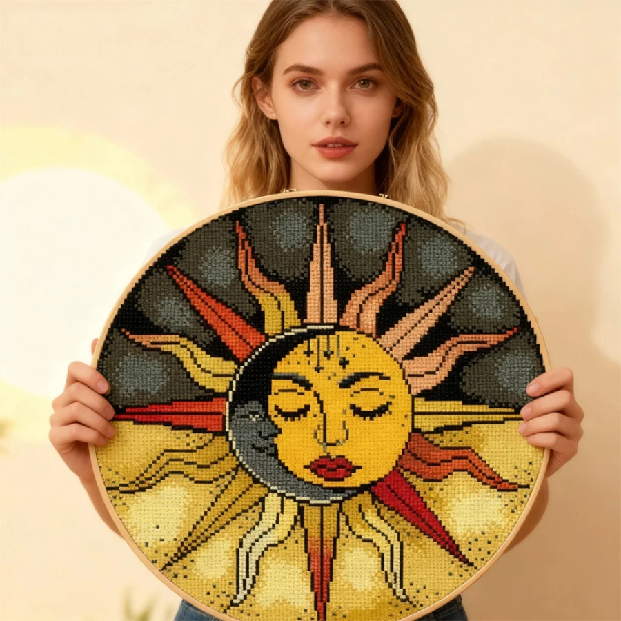 

2026 New style Sun Cross-Stitch Complete Kit Embroidery Handiwork Hobby Needlework Sewing Home Decor Promotions Wholesale