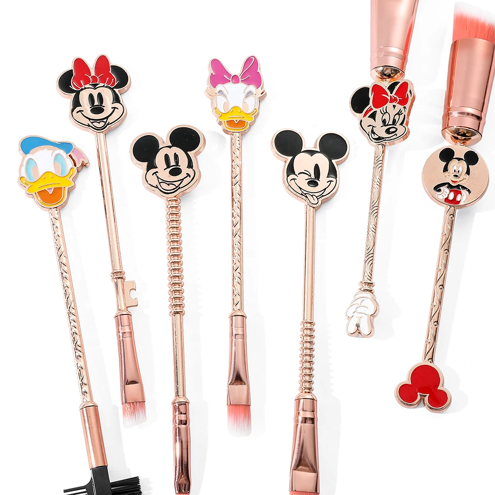 Disney Cartoon Makeup Brushes Set, Mickey Mouse, Minnie, Donald Duck, Daisy, Christmas Night, Anime Make Up Brush, 7Pcs, Set