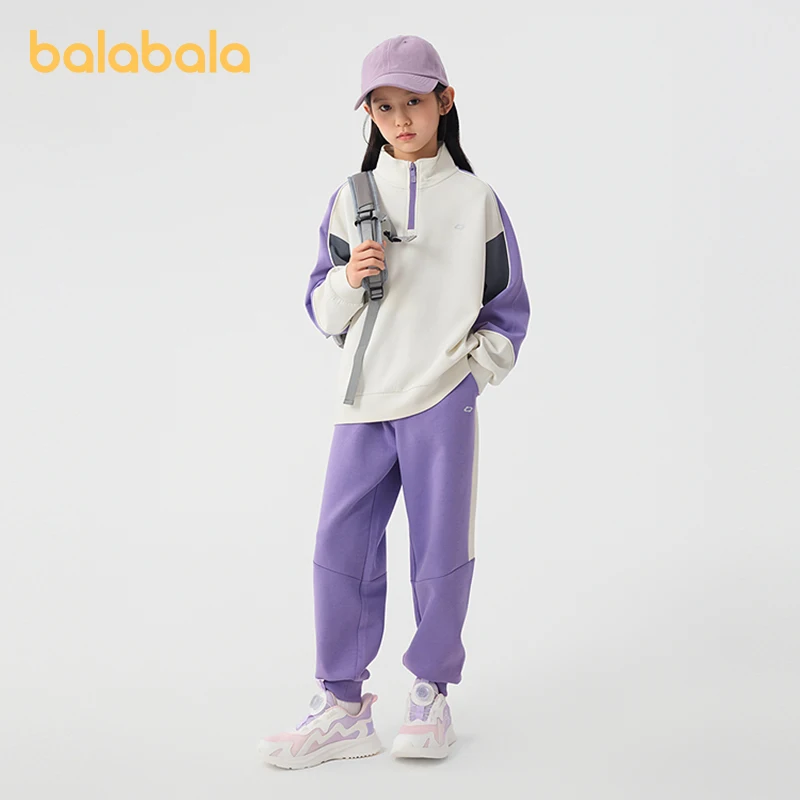 Balabala Children's Set Unisex Kids Long Sleeve Spring 2025 New Version Baby Color-Matching Sweatshirt Trendy Set