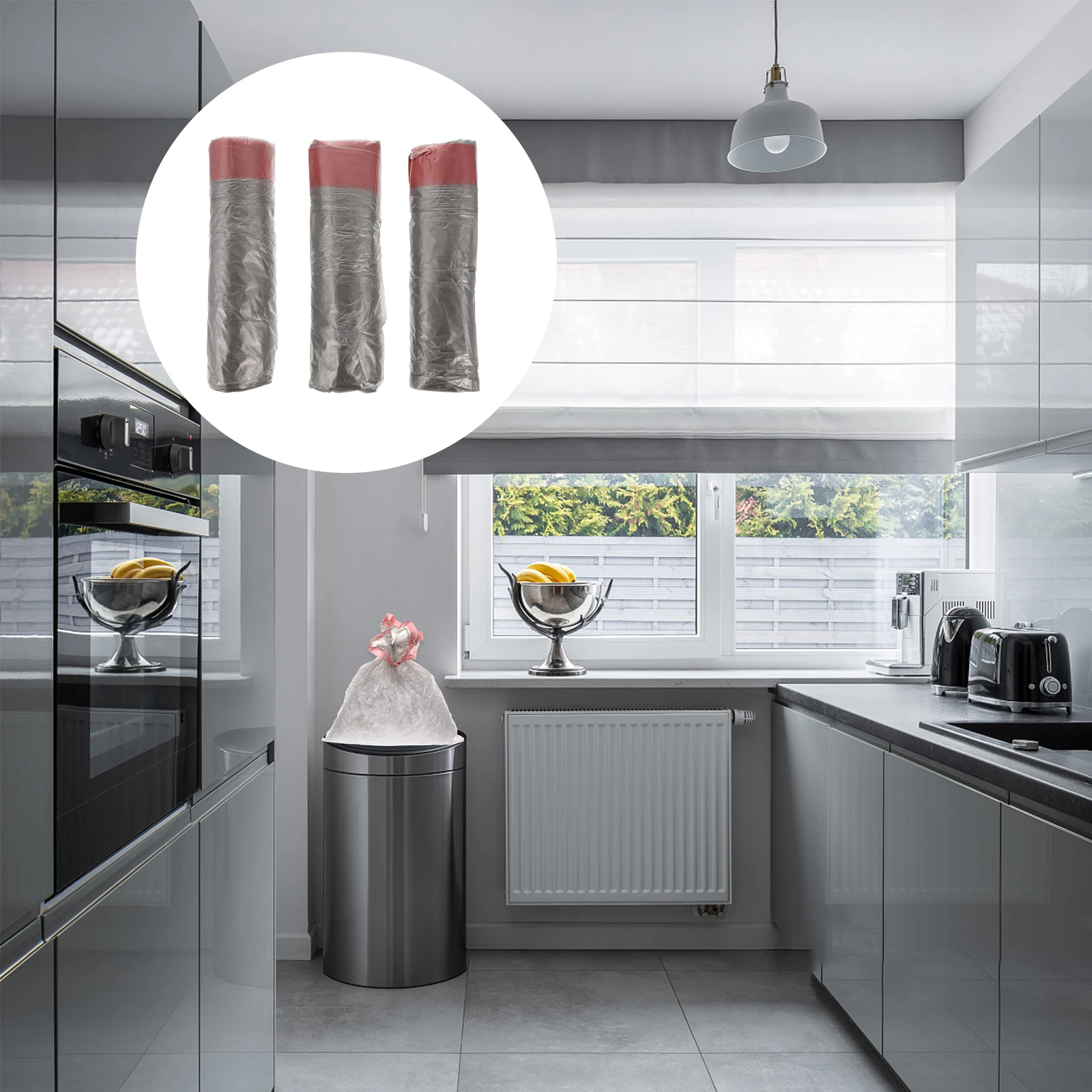 

3 рулона портативных мешков для мусора на шнурке, прочный дизайн Pe Breakpoint, большие вместительные мешки для мусора для кухни, гостиной