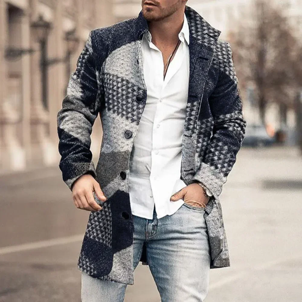 

Men's New Long Jackets Autumn Winter Long Jacket Sleeve Button Casual Winter Outerwear Suit Jackets