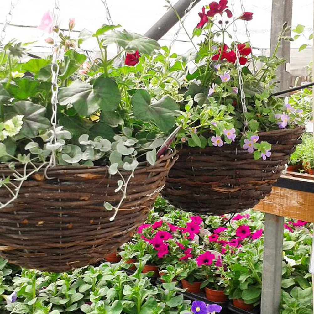 

Outdoor Basket Rattan Flower Pot Hanging Woven Baskets Ratan for Plants Flowers Bohemian Decor