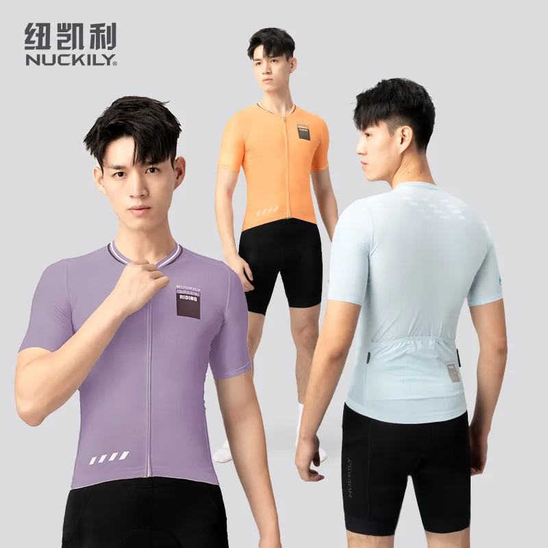 

NUCKILY Men's Summer Cycling Kit Ultra Lightweight Quick Dry Jersey with Gel Padded Shorts for Road Mountain Biking