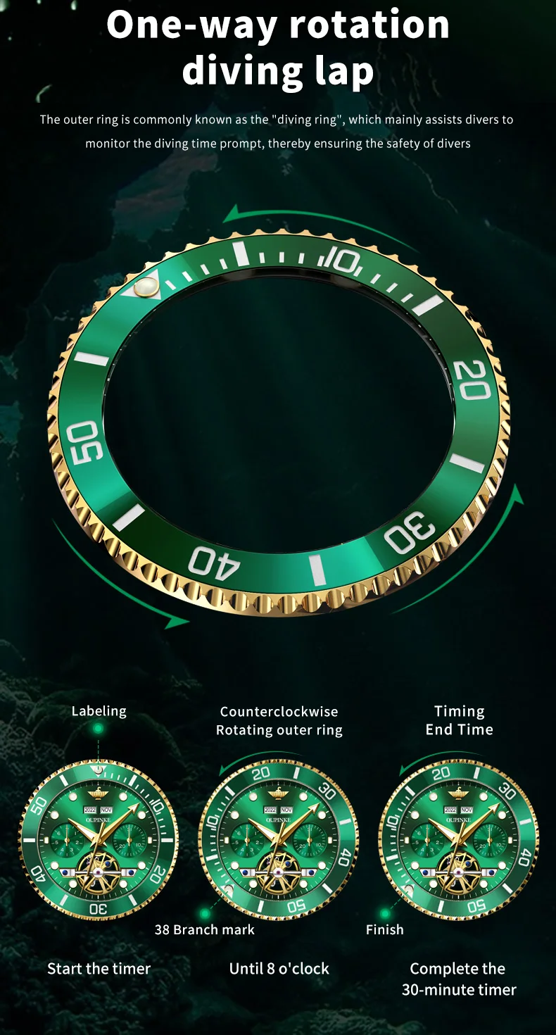 OUPINKE Diving Mechanical Watch for Men TOP Brand Skeleton Waterproof Sapphire Luminous Date Business Automatic Men\'s Watch