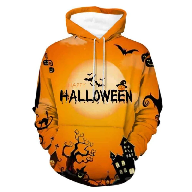 

Halloween pumpkin pattern 3D digital printing men's unique personality hoodie trend fashion sweatshirt street casual jumper