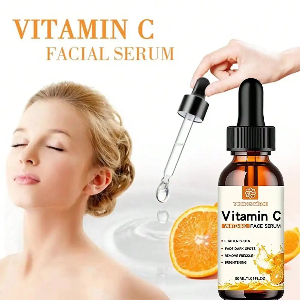 Esencia Facial de vitamina C contiene ácido hialurónico, eliminador de manchas oscuras, reparación hidratante, esencia más joven, cuidado de la piel Facial, 30ml