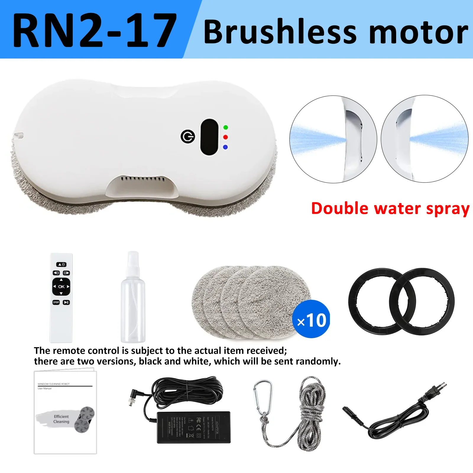 DIVEDEER Wit/Zwart Huis Automatisch Geen spray of waternevel Raamreinigingsrobot Intelligent veeg Hoogbouw raam met groot oppervlak