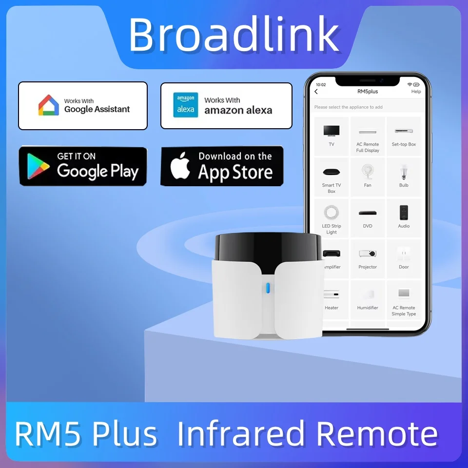 

BroadLink RM5 Plus умный пульт дистанционного управления Wi-Fi RF IR Bluetooth концентратор контроллер таймер голосовое управление работает для Alexa Google Assistant