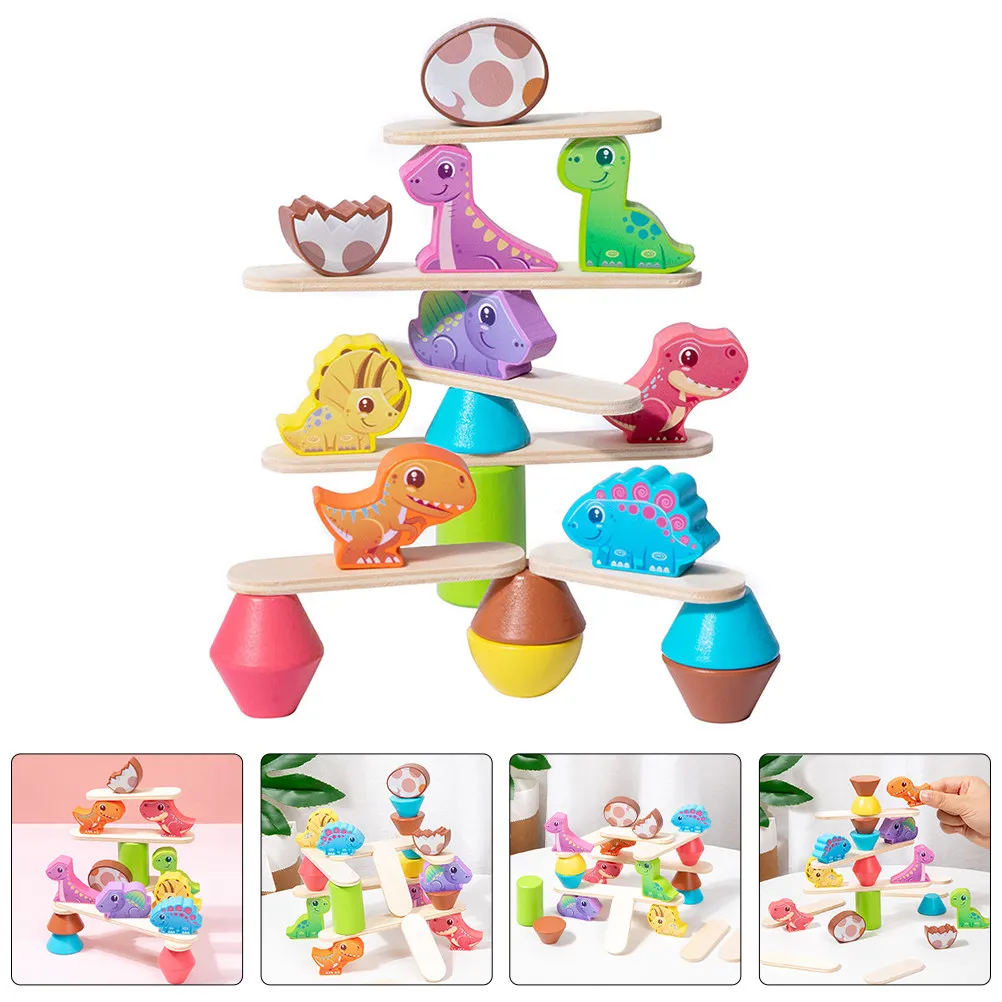 

Набор для игры в строительство из деревянных блоков с динозаврами, разноцветные, для развития баланса и когнитивных навыков у детей