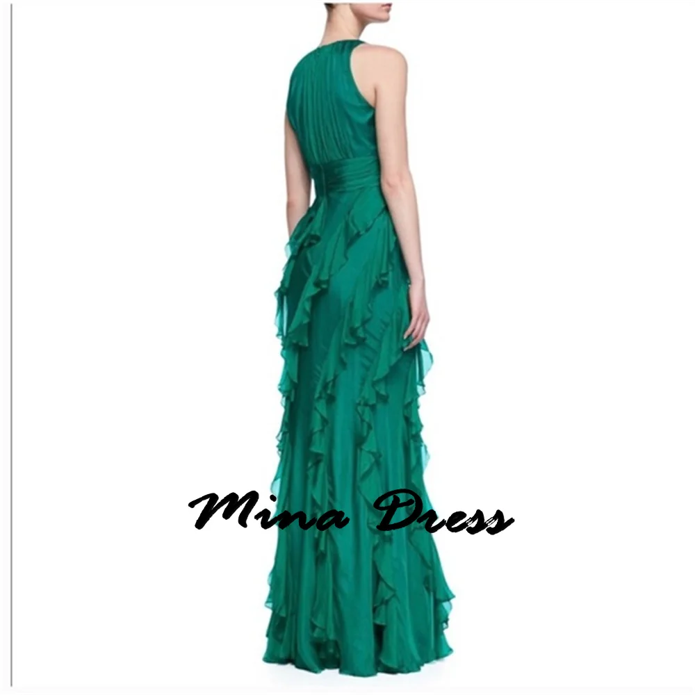 Mina Customized Ruffle Evening Dresses Woman Elegant Womens Party Dresses for Formal Occasions Round Neck Sleeveless Prom Dress