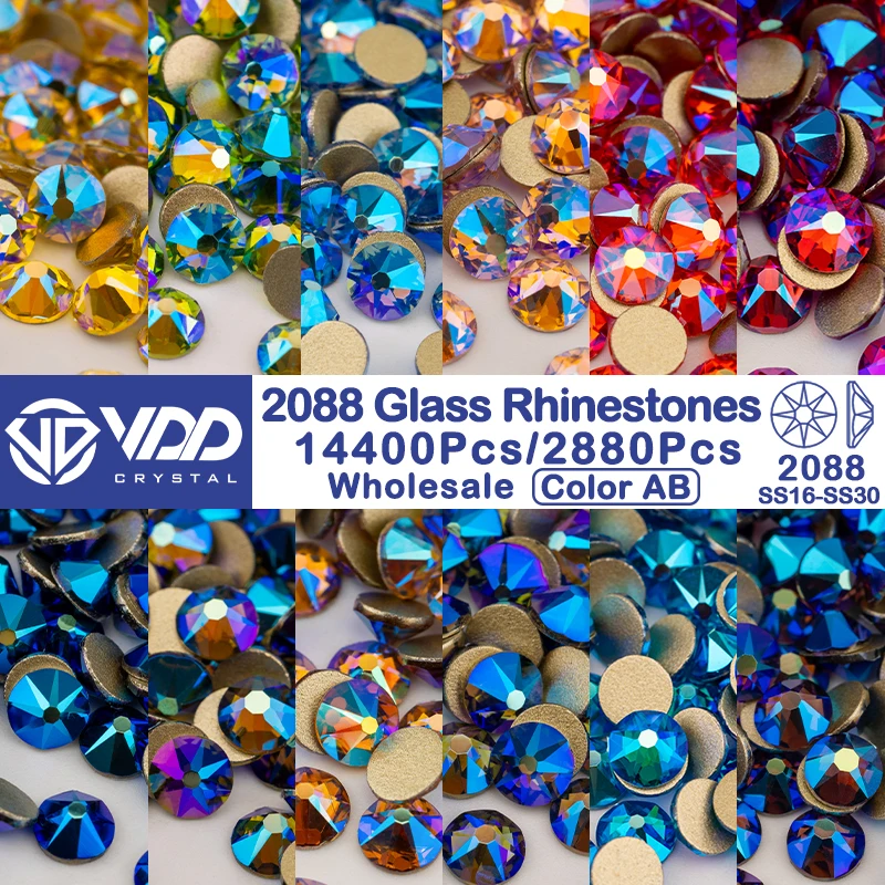 VDD 14400Pcs/2880Pcs Wholesale SS16-SS30 High Quality AAAAA 2088 Rhinestones Crystal Multi-color AB Flatback 16cut Strass Stones