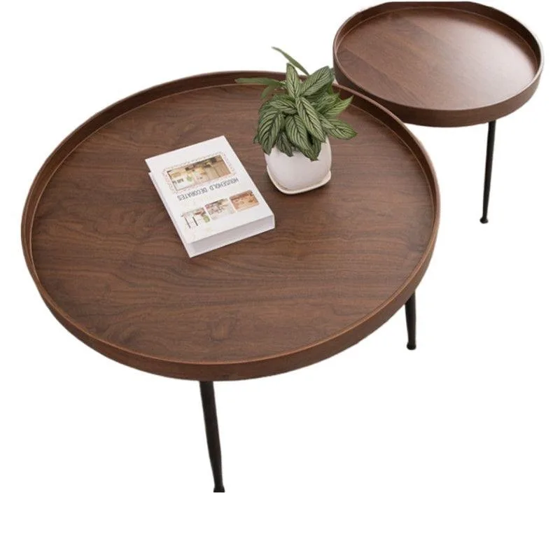 

Nordic simple black walnut coffee table ins Internet celebrity mobile light luxury round