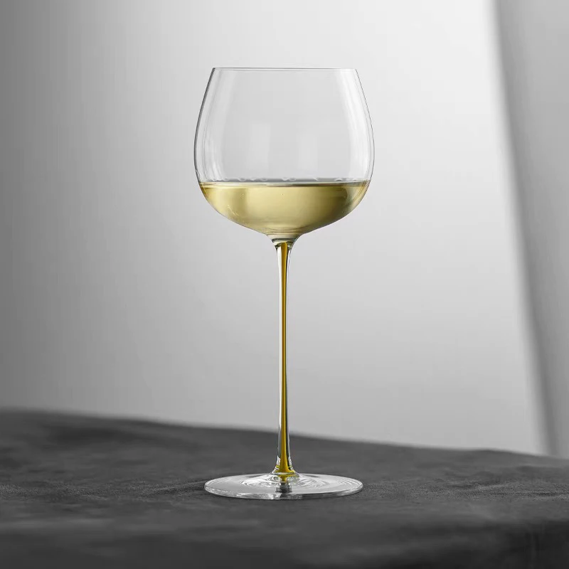 JINYOUJIA Colour Handle Montrachet Chardonnay Wine Glass Handmade Extremely Thin Masterly Craft Perfect Flawless Goblet