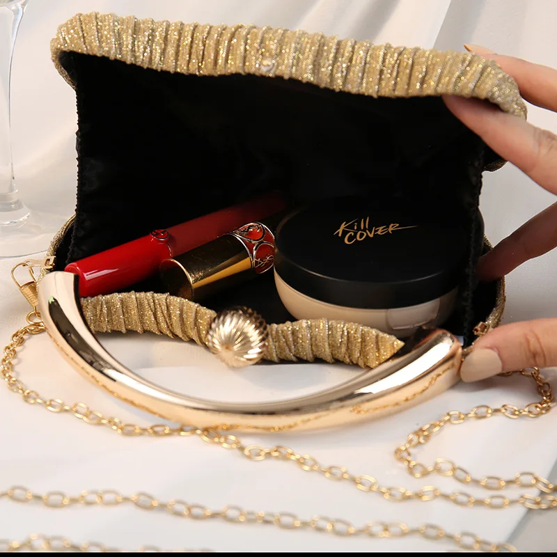 Shiny Diamonds Clutches Purse Evening Party Women Handbag Top Luxury Bling Fashion Tassel Round Handle Metal Women Box Bag