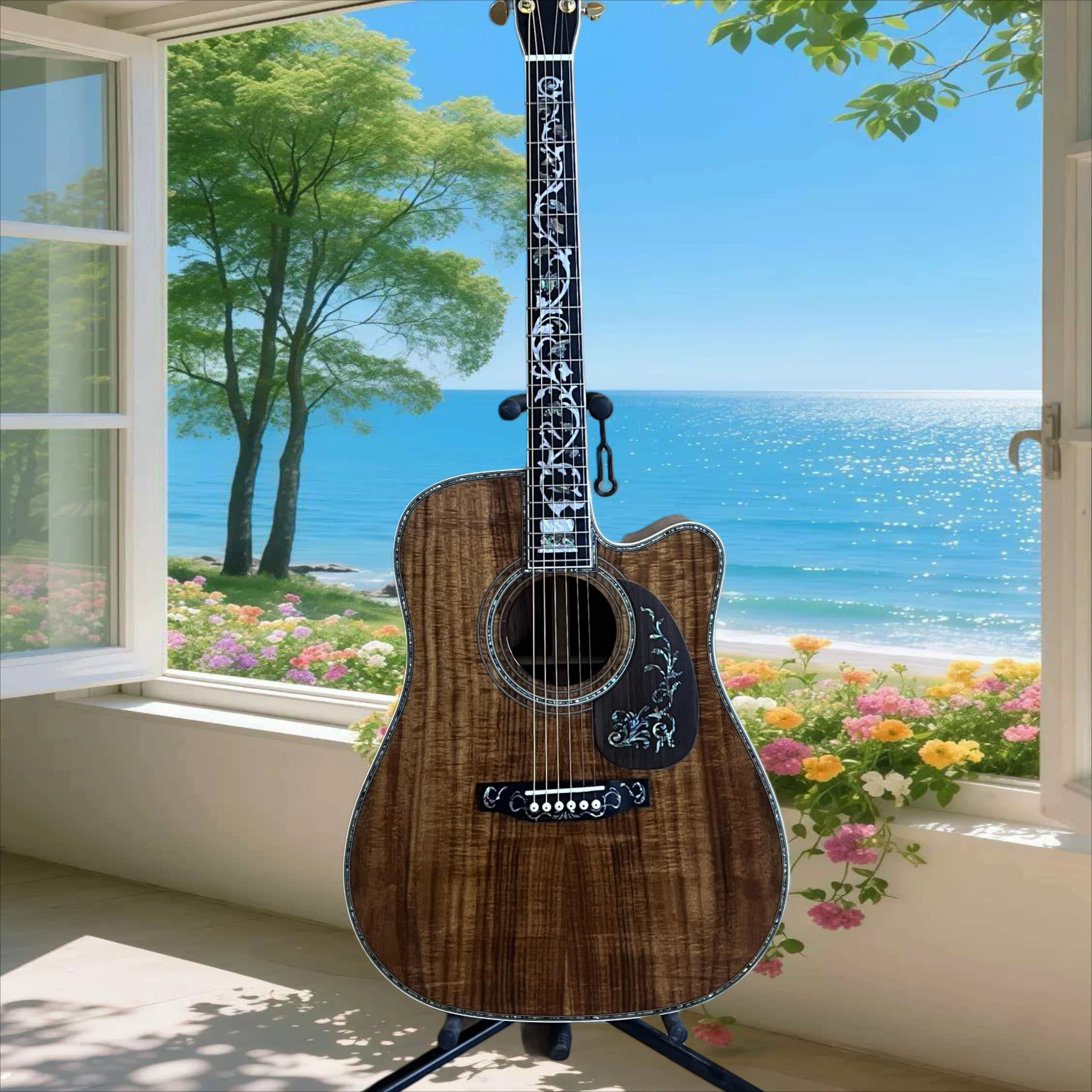 

Акустическая гитара 41 дюйм в стиле D45, коричневая, с цельной верхней декой, грифом из черного дерева, корпусом из акации, чистым звучанием, простым дизайном, бесплатная доставка