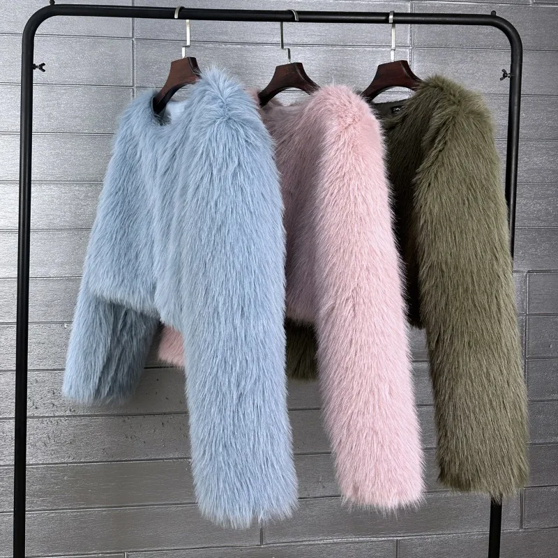 Imitation Fur Jacket Version Solid Color Women's Short Warm Jacket Commuting Fashionable Women Clothing Elegant and Atmospheric
