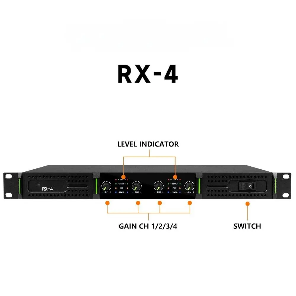 RX-4 800W Professional Digital 4 Channels High Power Audio Amplifier for Stage