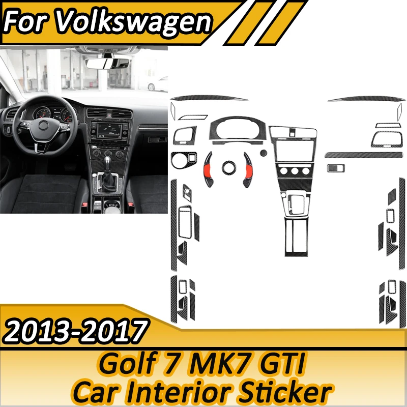 Car Interior Sticker For Volkswagen Golf 7 MK7 GTI 2013-2017 Center Console Shift Panel Dashboard Suit Trim Accessories