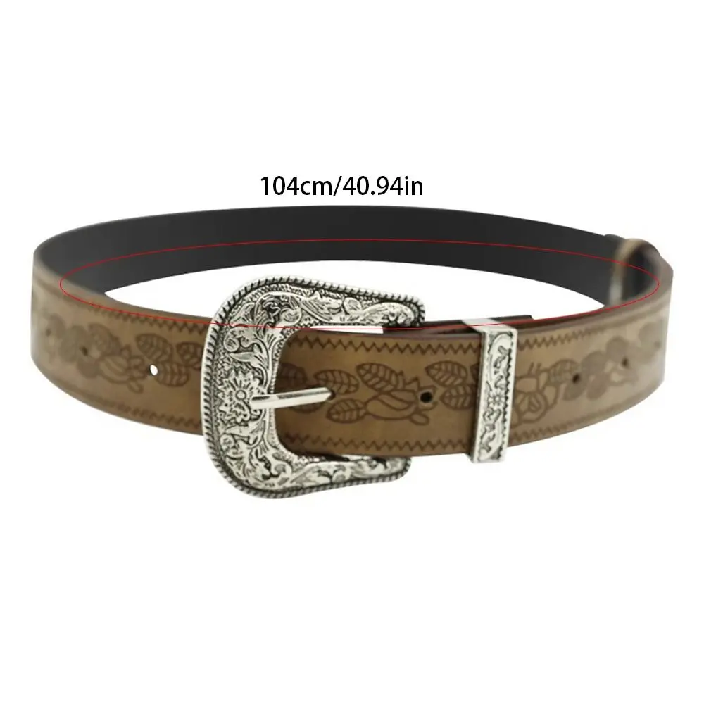 Mode Legering Etnische Stijl Riem Vintage Gedrukt Y2k PU Lederen Riem Bruin Pittig Meisje Broek Decoratief Vrouw