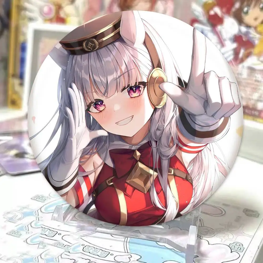 سفينة ذهبية أنيمي Umamusume PrettyDerby شارات رائعة رائعة أنيمي شارة ليزر مستديرة الكرتون بروش الملابس ظهره الملحقات