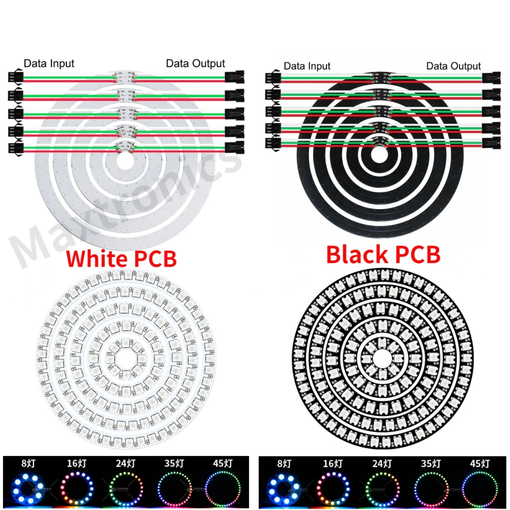 Pierścień Pixel LED WS2812B przewód USB/DC i kontroler SP110E Individul AddressabIe 5050 RGB WS2812IC BuiIt-w modułu Led lub zestawach