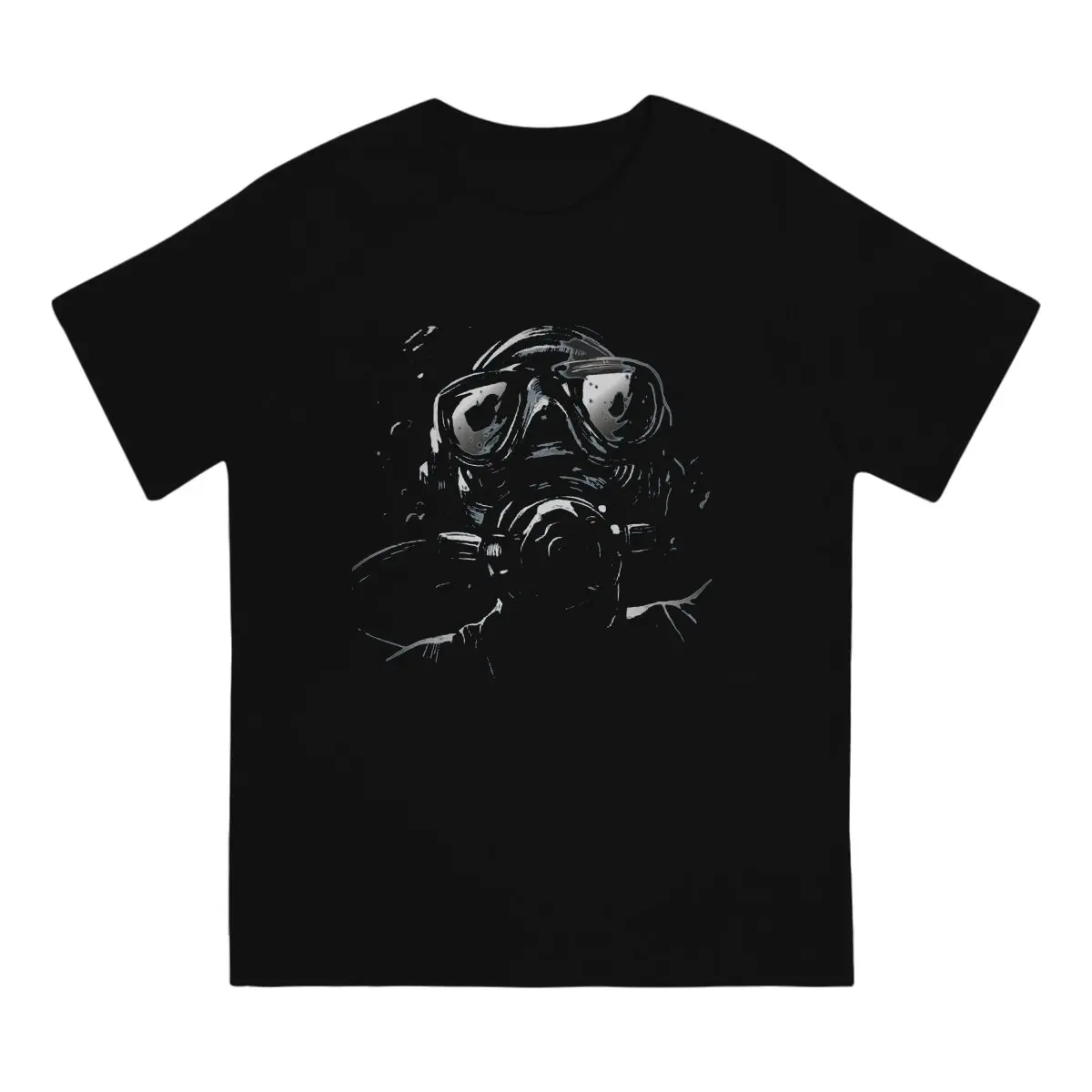 Realistic Face Men\'s T Shirt Scuba Skull Dive Diver Casual Tee Shirt Short Sleeve Round Neck T-Shirts 100% Cotton Printed