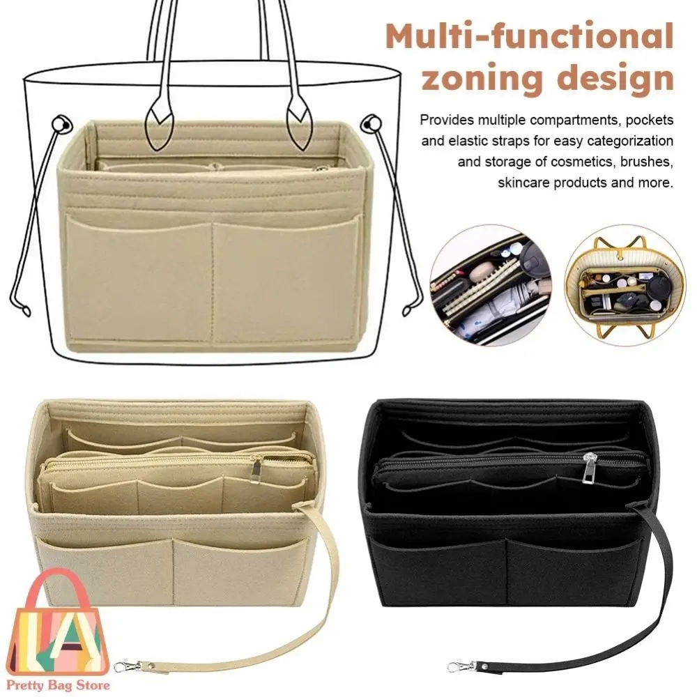 

Lightweight Handbag Insert Felt Storage Bags Storage Pouch Cosmetic Organizer Multifunctional Multi-Pocket Handbag Outdoor