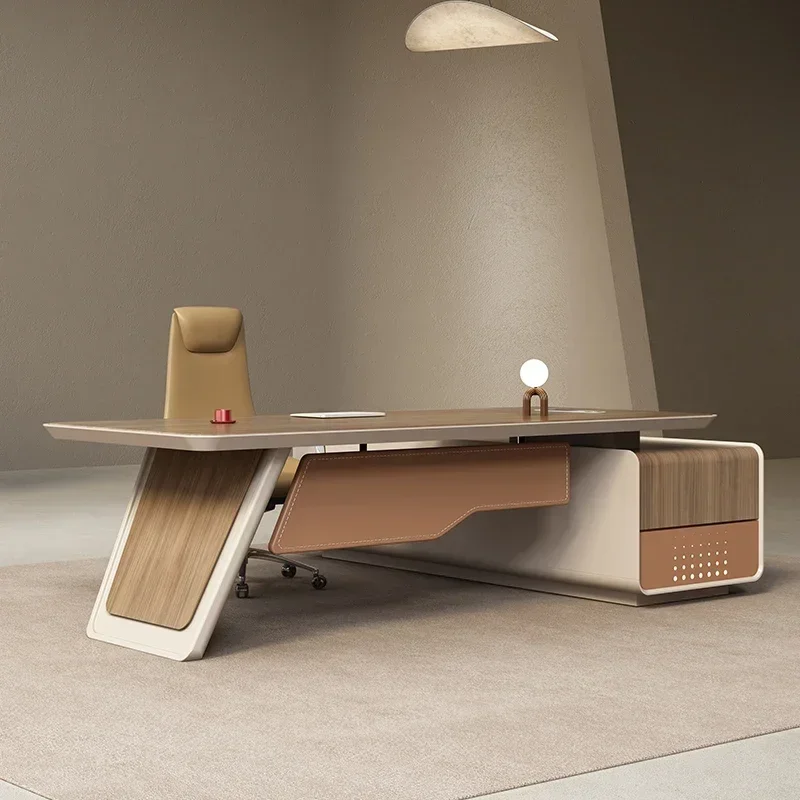 

Office Desk High End Light Luxury President Manager Boss Computer Desk Table Room Desks Gaming Tables Filing Cabinets Furniture