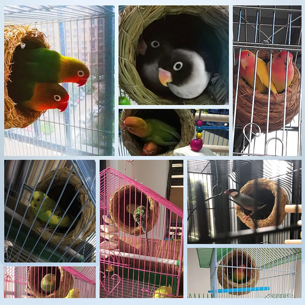 

5pcs Straw Bird Nest For Breeding Safe Play For Canary Parrot Lark Yellowbird Cage Accessories Birds Supplies Pet