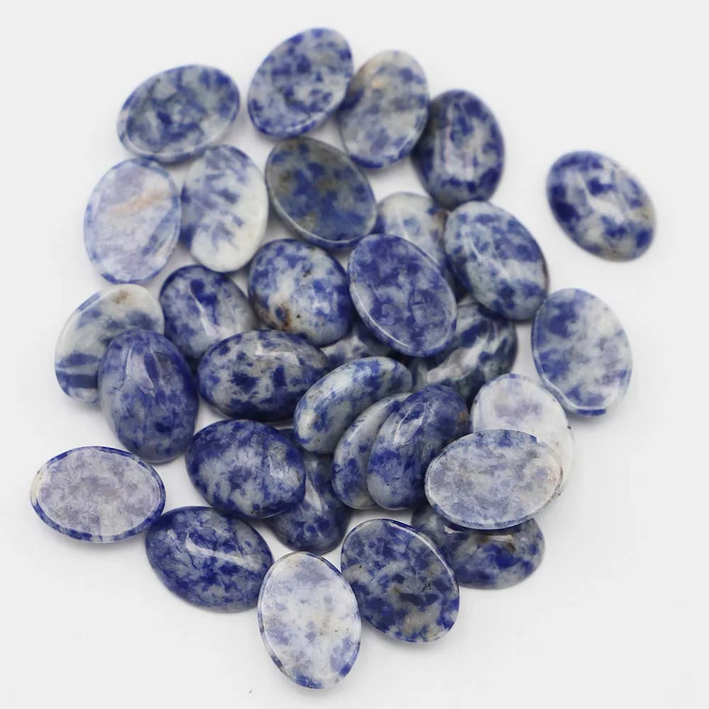 

New 13x18mm Natural Stone Oval Shape Cabochon Sodalite Cute Beads for Jewelry Making Material Clothes Accessories Wholesale 50pc