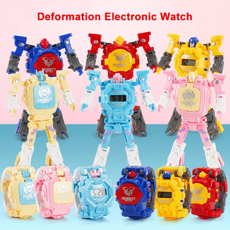 

Детские электронные игрушки, часы-трансформеры, оригинальные Веселые электронные часы-трансформеры, Детские когнитивные игрушки времени