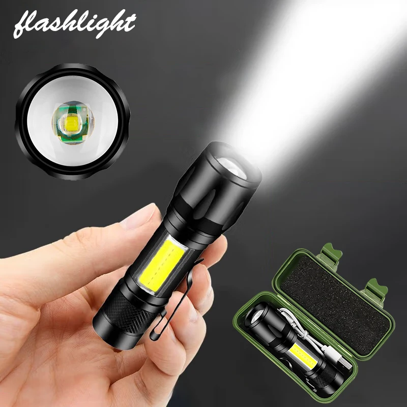 1/2/4pcs Mini LED Flashlight USB Rechargeable Mini Led Flashlight Zoomable High Power Flashlight Outdoor Camping Portable Light