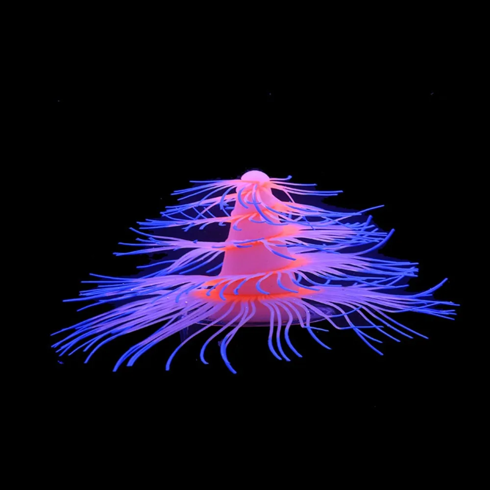 

Craft Silicone Aquarium Landscaping Colorful Artificial Simulation Coral with Fluorescent Effect Soft Aquatic Plants Props
