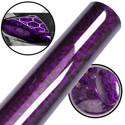 Pegatinas de fibra de carbono para coche, película de vinilo de cristal púrpura, envoltura de fibra de carbono forjado, cubiertas de ajuste automático para accesorios de coche
