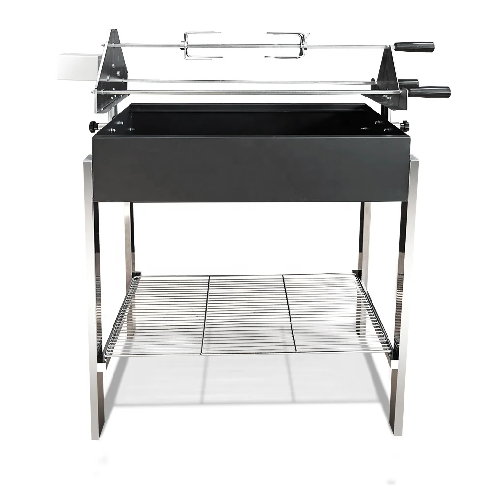 Portable Brazilian Greek Cypriot Charcoal Motorised Outdoor Rotisserie BBQ Grill Automatic Cyprus Grill