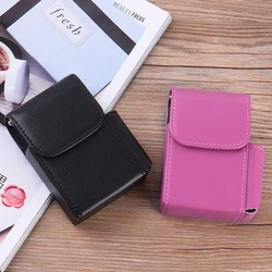 Stainless Steel + PU Leather Litchi Style Striae Cigarette Case with Lighter Pocket Cigarette Packets For Men And Women