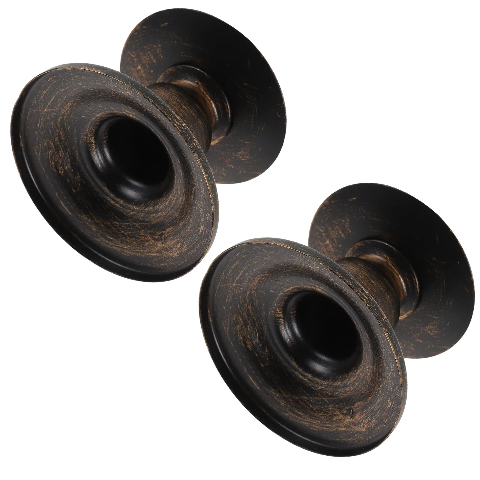

2Pcs Black Iron Holder Vintage Style Pillar Candlestand for Living Room Bedroom Tabletop Decor Rustic Charm