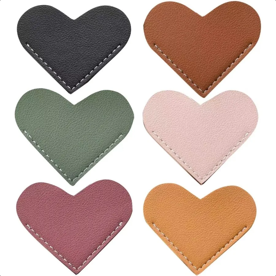 

Leather Heart Bookmarks Corner Page Book Accessories for Women Cute Handmade Reading Gifts
