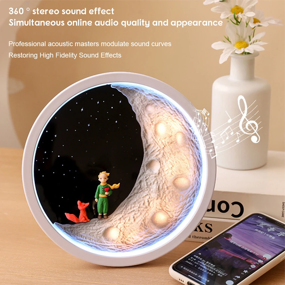 Bluetooth-Compatible Speaker With Moon-Shape Light Punchy Bass Rich Stereo Speaker For Home Party Beach