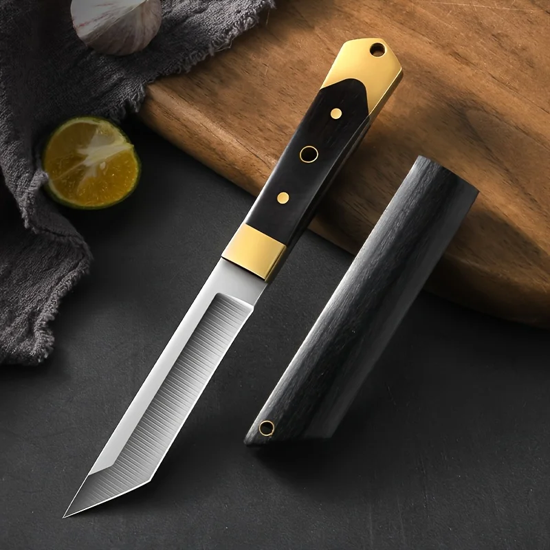 PLYS-Stainless Steel Fruit Knife With Sheath, Fruit Peeling Knife For Restaurant, Kitchen Meat Cutting Pocket Knife, For Cutting