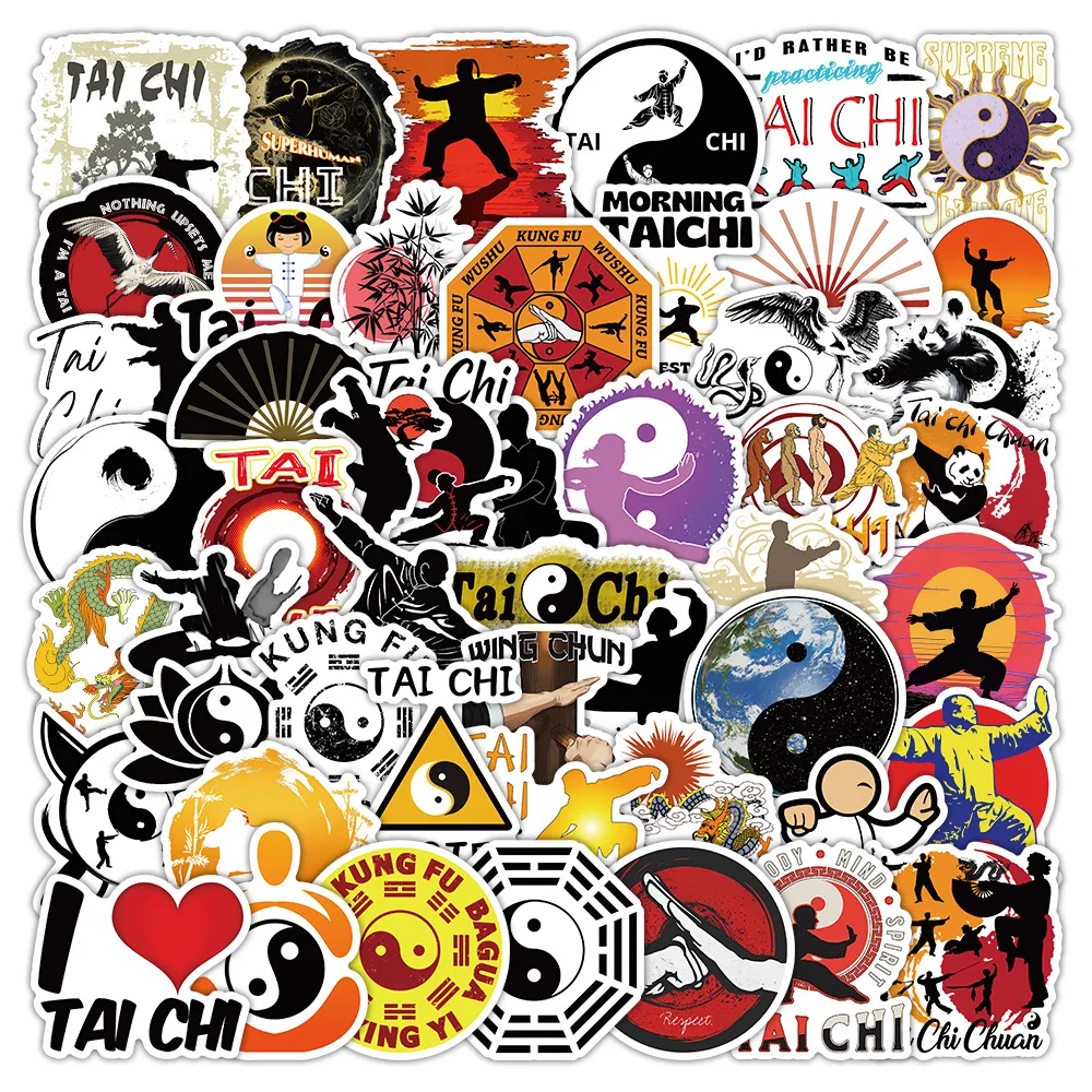 10/30/50 قطعة ثقافة تاي تشي النمط الصيني الكونغ فو ملصق DIY بها بنفسك الديكور مقاوم للماء سكيت دفتر لعبة الكتابة على الجدران