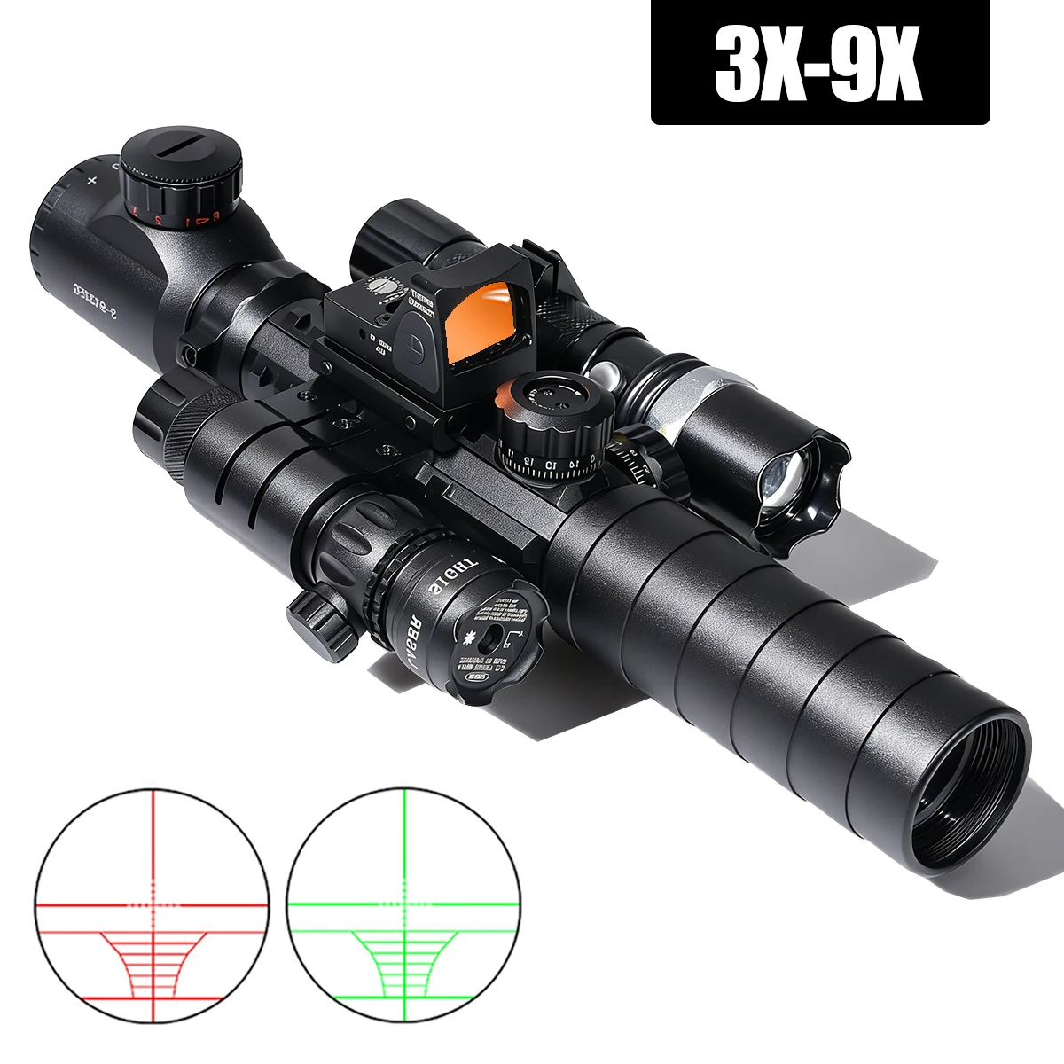 Cannocchiale tattico 3X-9X Rosso Verde Illuminato Reticolo Scope 3-9X32 EG Combo Sight Airsoft Caccia Fucile scope misura 20mm Rail
