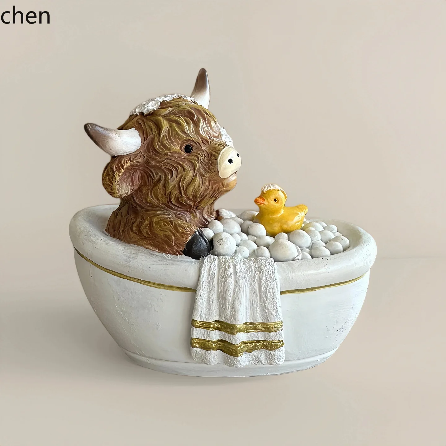 Zml bathroom decor highland cow statue resin ornament crafts creative holiday home decor gift